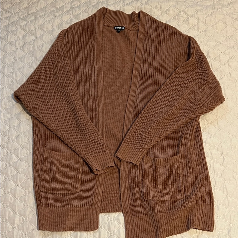 Brown Open Front Cardigan - Express